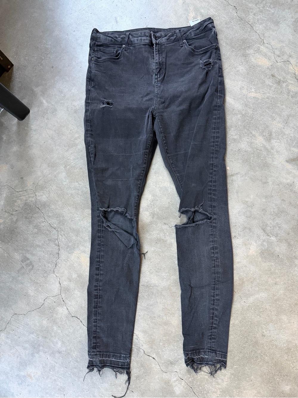 Topshop Distressed Black Skinny Jeans